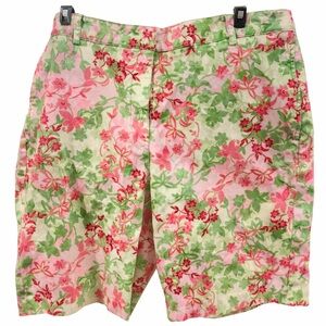 Liz Golf Audra Pinks & Greens Floral Textured Shorts size 12